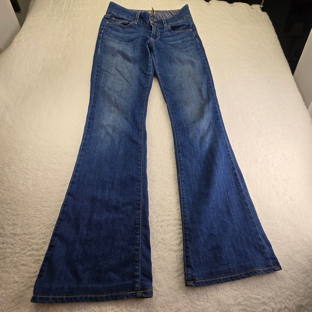 Y2K Paige Hidden Hills Premium Denim Jeans 27 Blue Bootcut Low Rise Embroidery